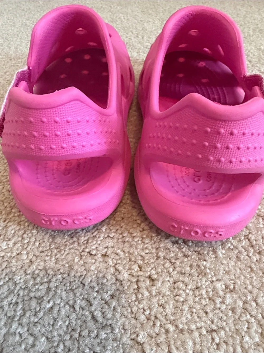CROCS Kids Bright Pink Classic Clog with Heel Strap